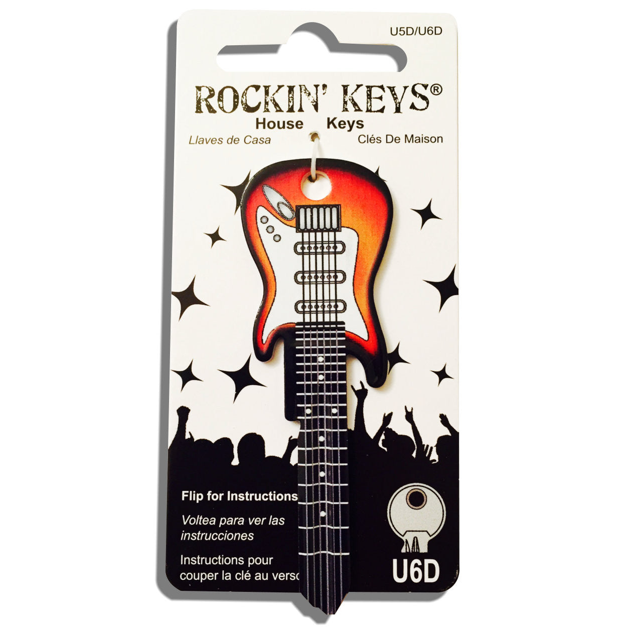 Sunburst Electric Guitar Shaped Rockin' Key