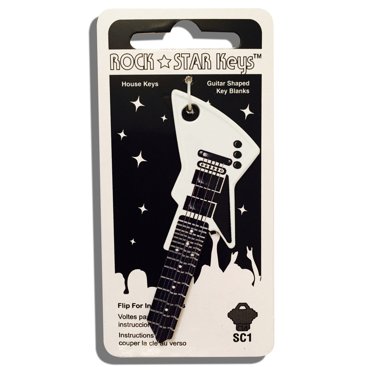 White EXP Guitar Shaped Rock Star Key