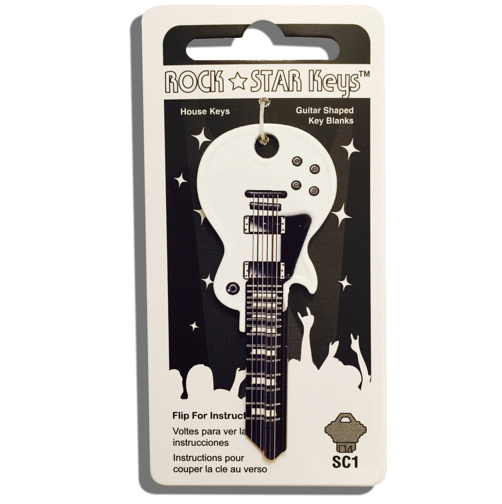White Wide Body LP Guitar Shaped Rock Star Rockin' Key