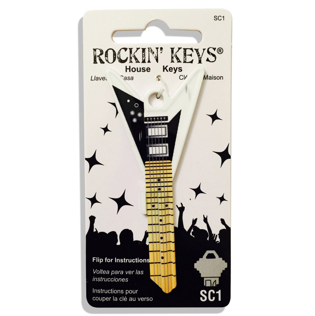 White V Guitar Shaped Rockin' Key