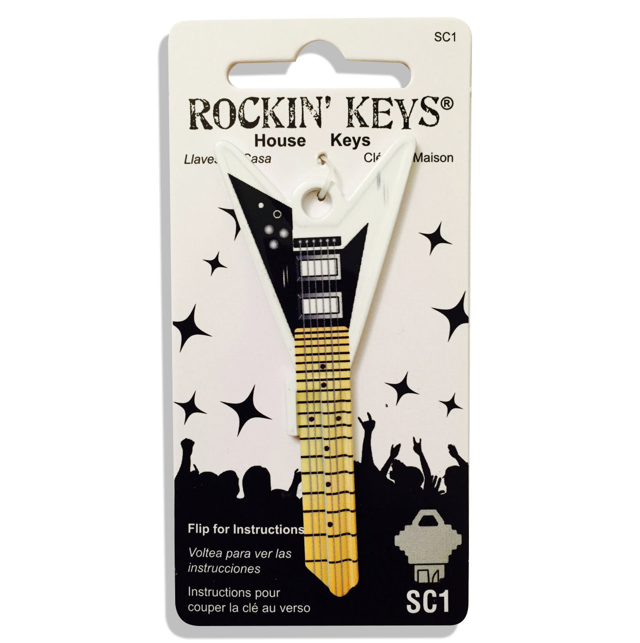 White V Guitar Shaped Rockin' Key