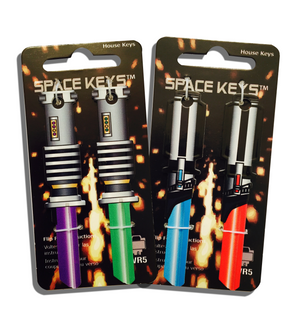 Full Set (4) Red, Purple, Green, and Blue Light Saber Shaped Space Keys!